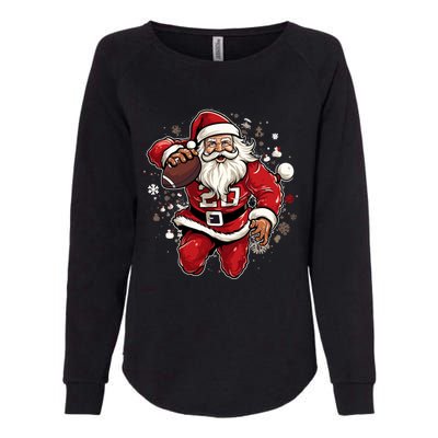 Christmas Santa Claus Football Xmas Meaningful Gift Womens California Wash Sweatshirt