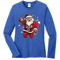 Christmas Santa Claus Football Xmas Meaningful Gift Ladies Long Sleeve Shirt