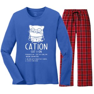 Cat Science Chemistry For Chemist Teacher Gift Women's Long Sleeve Flannel Pajama Set 