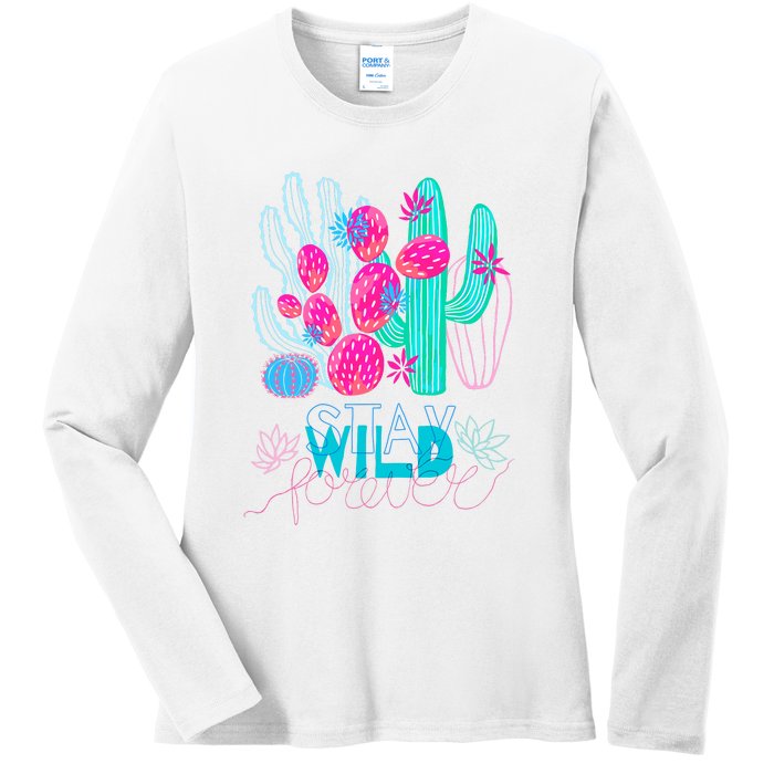 Cactuses Succulents Colorful Cacti Ladies Long Sleeve Shirt