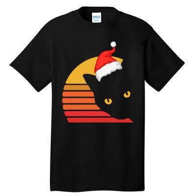 Cat Santa Christmas Retro Kitten Kitty Pet Xmas Pajama Tall T-Shirt