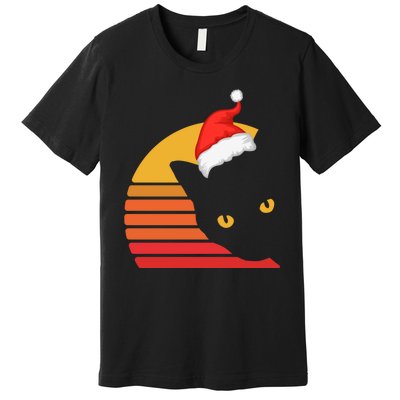 Cat Santa Christmas Retro Kitten Kitty Pet Xmas Pajama Premium T-Shirt