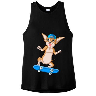 Chihuahua Skateboarding Ladies PosiCharge Tri-Blend Wicking Tank