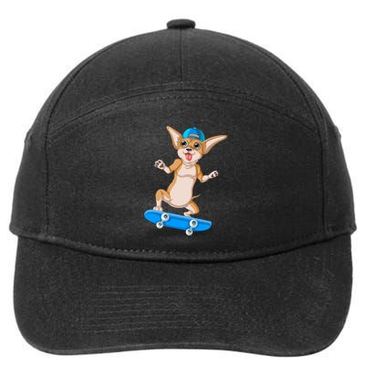 Chihuahua Skateboarding 7-Panel Snapback Hat