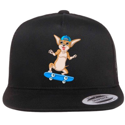 Chihuahua Skateboarding Flatbill Hat