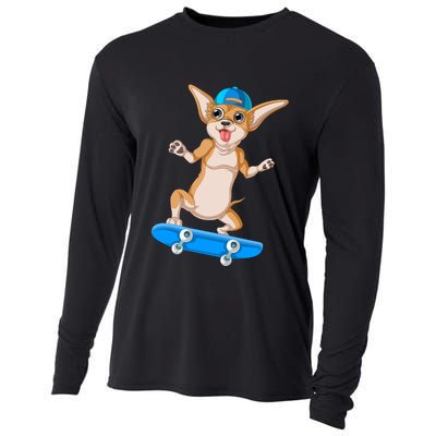 Chihuahua Skateboarding Cooling Performance Long Sleeve Crew