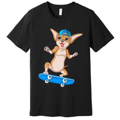 Chihuahua Skateboarding Premium T-Shirt