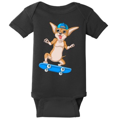 Chihuahua Skateboarding Baby Bodysuit