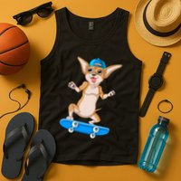 Chihuahua Skateboarding Tank Top