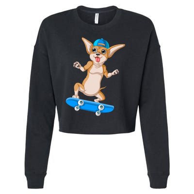 Chihuahua Skateboarding Cropped Pullover Crew