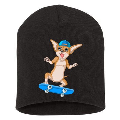 Chihuahua Skateboarding Short Acrylic Beanie