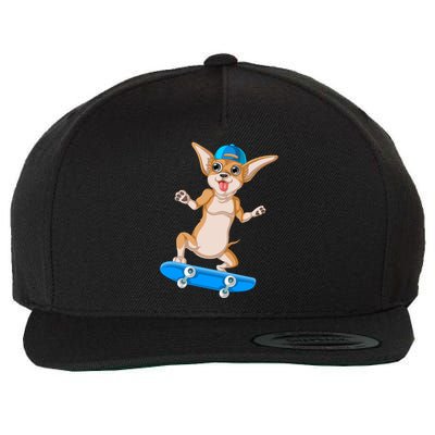 Chihuahua Skateboarding Wool Snapback Cap