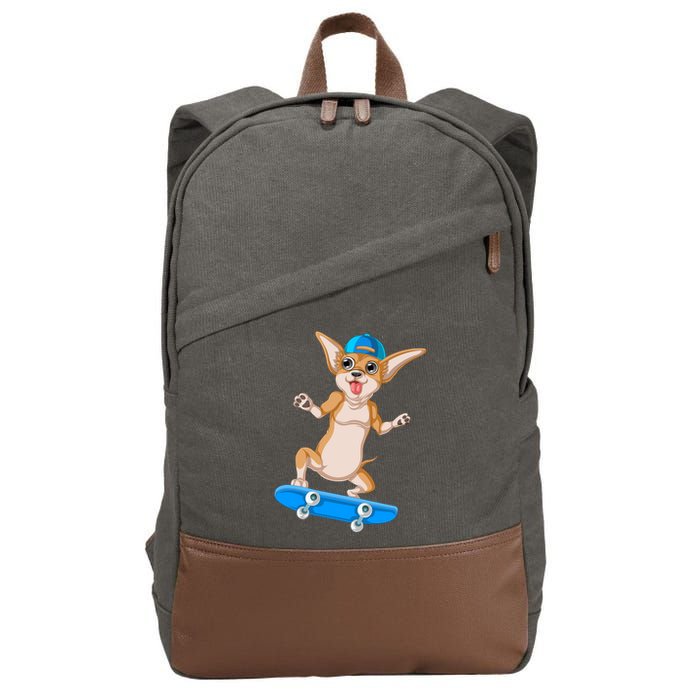 Chihuahua Skateboarding Cotton Canvas Backpack