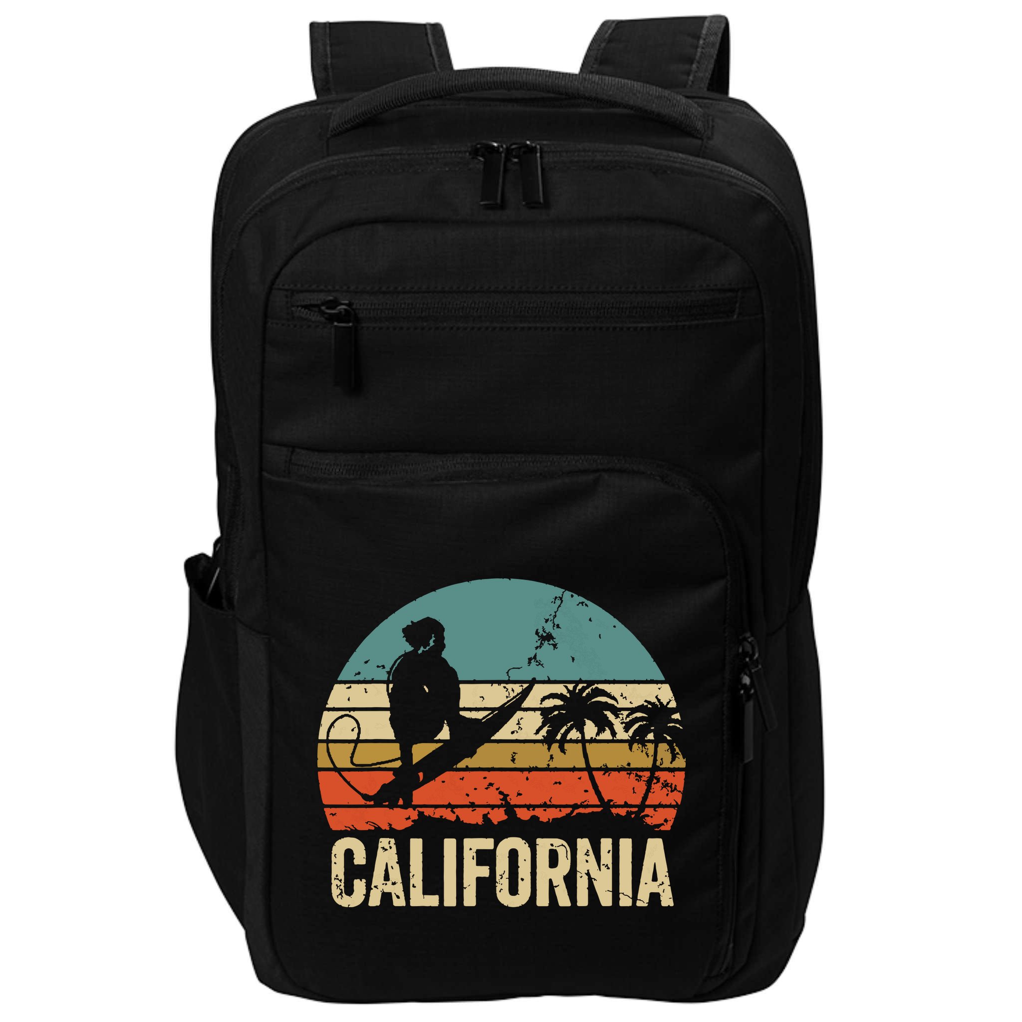 California Surf CA Vintage Retro Men Women Kids Surfer Sunset Impact Tech Backpack