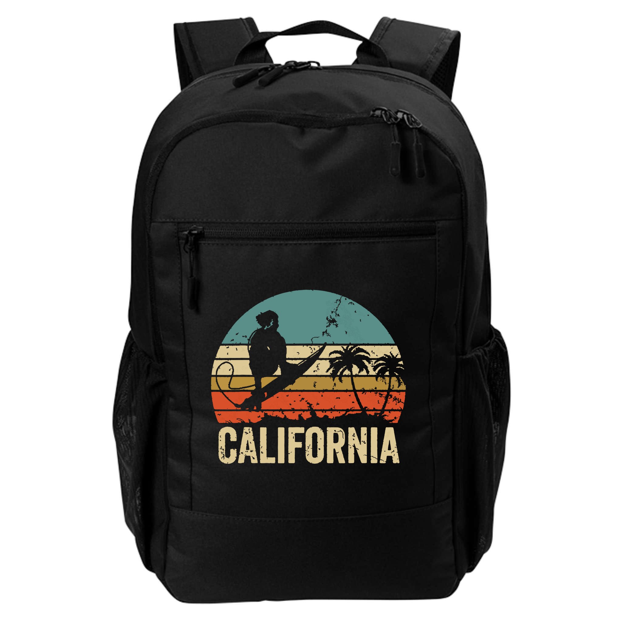 California Surf CA Vintage Retro Men Women Kids Surfer Sunset Backpack