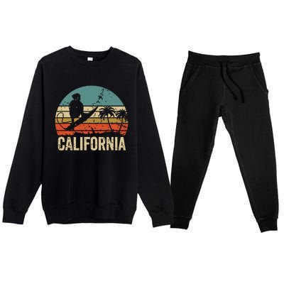 California Surf CA Vintage Retro Men Women Kids Surfer Sunset Premium Crewneck Sweatsuit Set