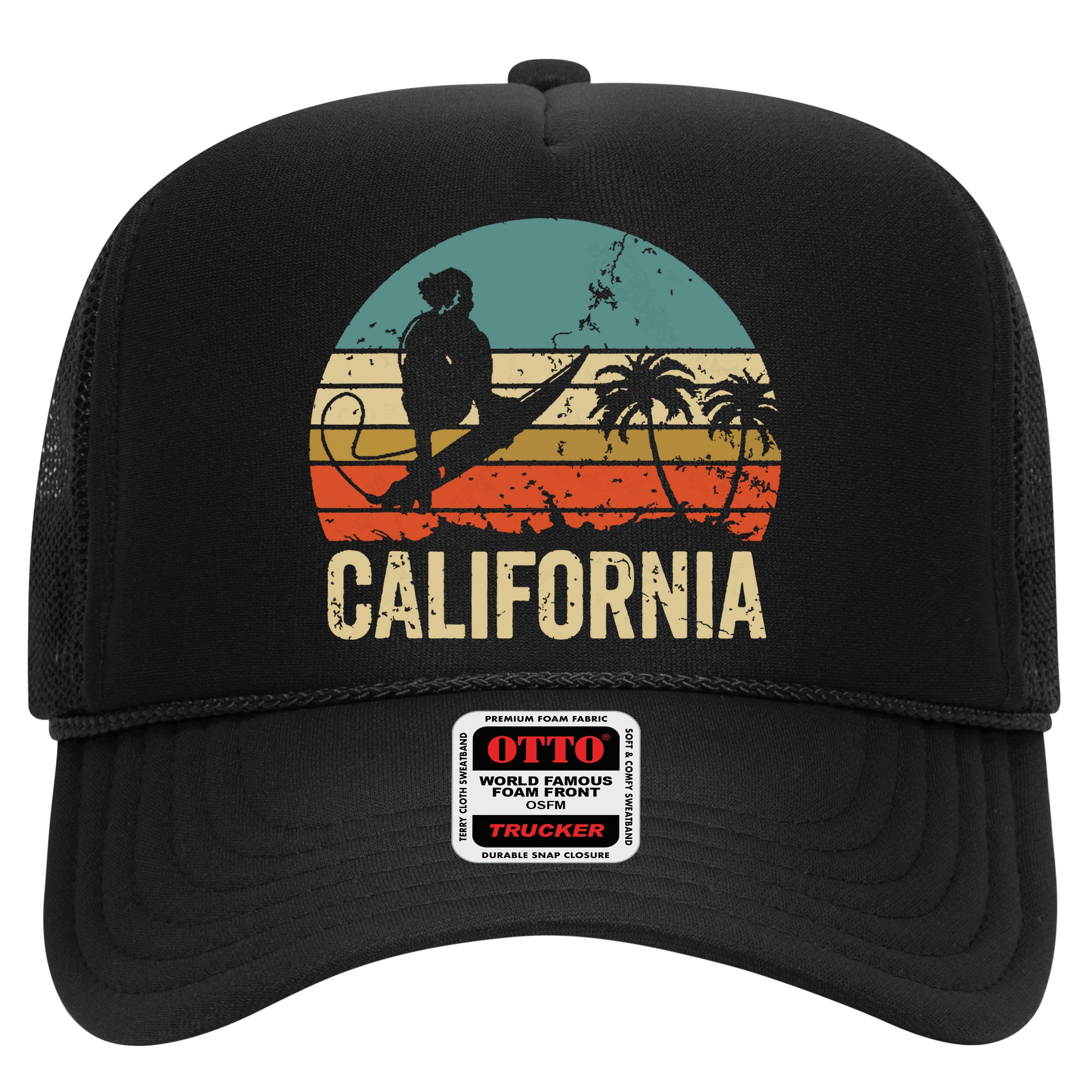 California Surf CA Vintage Retro Men Women Kids Surfer Sunset Hat