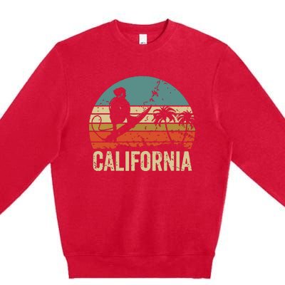 California Surf CA Vintage Retro Men Women Kids Surfer Sunset Premium Crewneck Sweatshirt