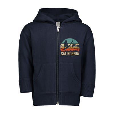 California Surf CA Vintage Retro Men Women Kids Surfer Sunset Toddler Zip Fleece Hoodie