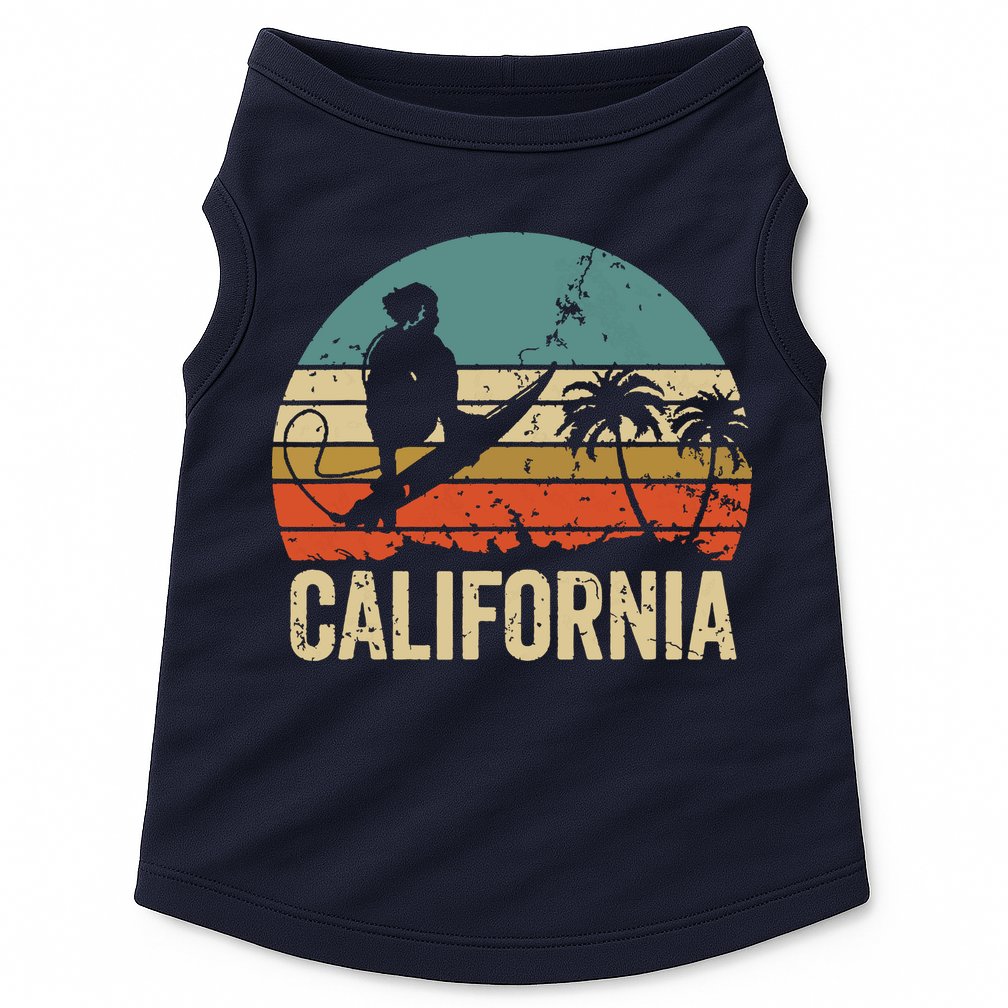California Surf CA Vintage Retro Men Women Kids Surfer Sunset Doggie Tank