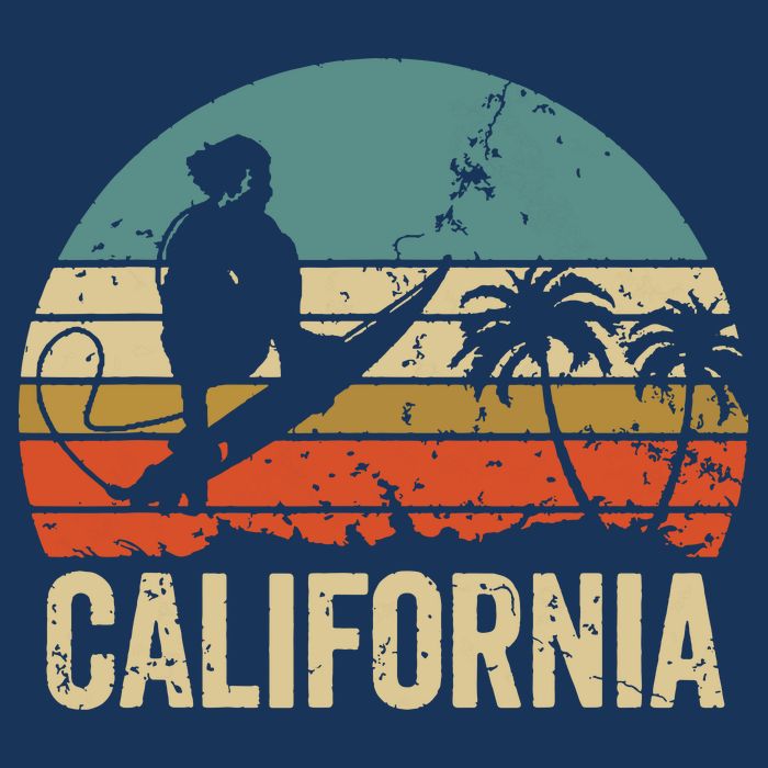 California Surf CA Vintage Retro Men Women Kids Surfer Sunset Doggie Tank