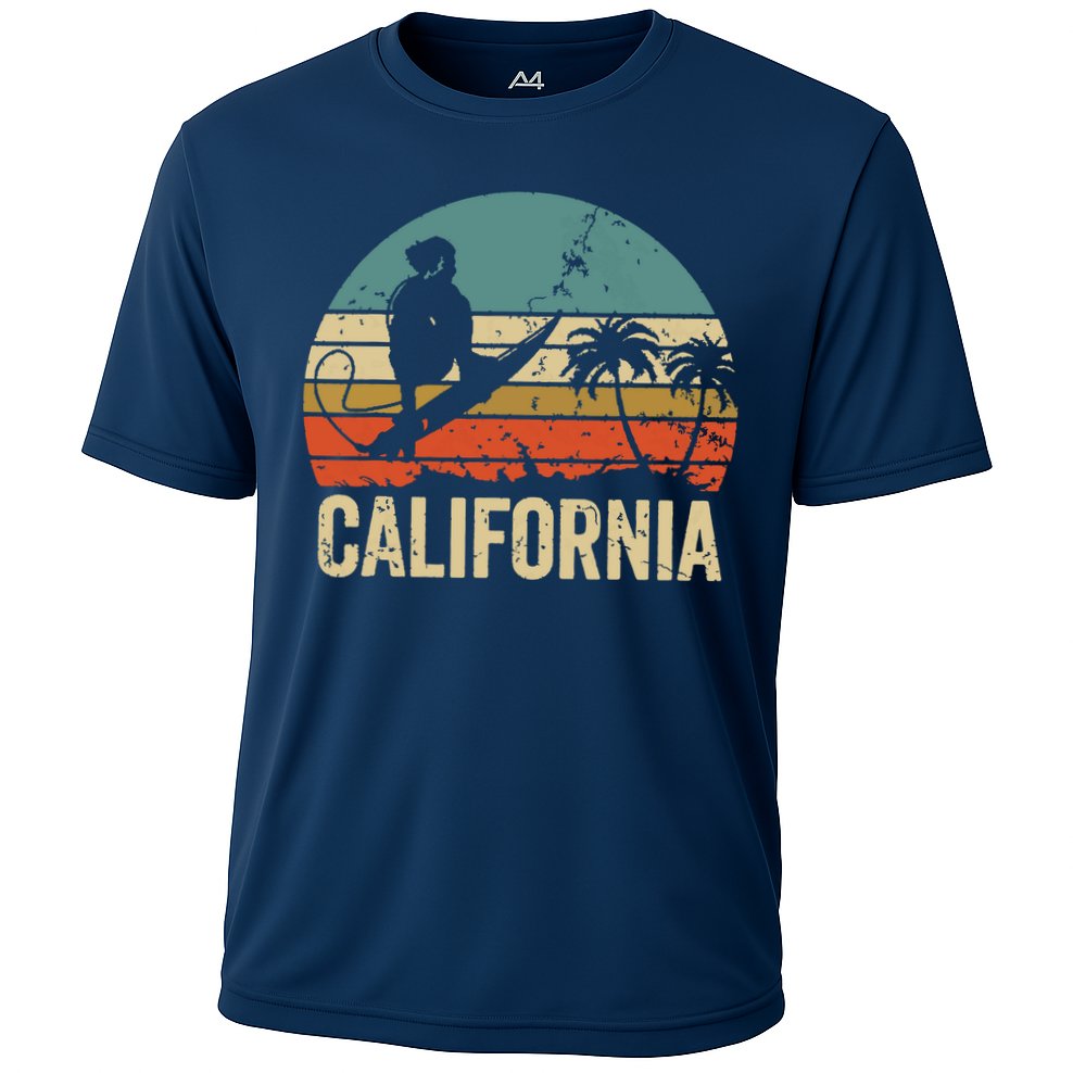 California Surf CA Vintage Retro Men Women Kids Surfer Sunset Performance Shirt