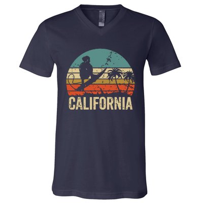 California Surf CA Vintage Retro Men Women Kids Surfer Sunset V-Neck T-Shirt