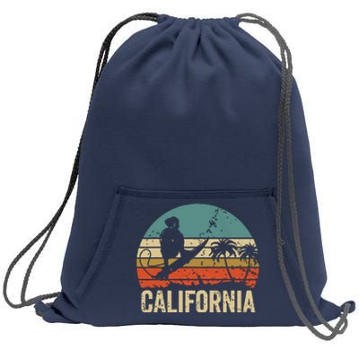 California Surf CA Vintage Retro Men Women Kids Surfer Sunset Sweatshirt Cinch Pack Bag