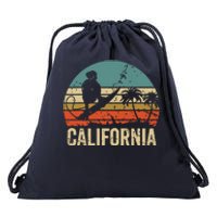 California Surf CA Vintage Retro Men Women Kids Surfer Sunset Drawstring Bag