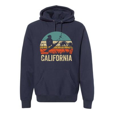 California Surf CA Vintage Retro Men Women Kids Surfer Sunset Premium Hoodie