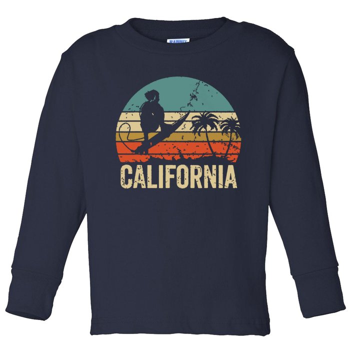 California Surf CA Vintage Retro Men Women Kids Surfer Sunset Toddler Long Sleeve Shirt