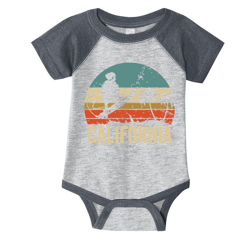 California Surf CA Vintage Retro Men Women Kids Surfer Sunset Infant Baby Jersey Bodysuit