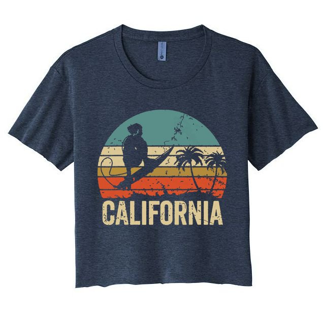 California Surf CA Vintage Retro Men Women Kids Surfer Sunset Crop Top
