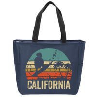 California Surf CA Vintage Retro Men Women Kids Surfer Sunset Zip Tote Bag