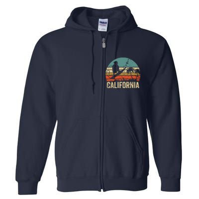 California Surf CA Vintage Retro Men Women Kids Surfer Sunset Full Zip Hoodie