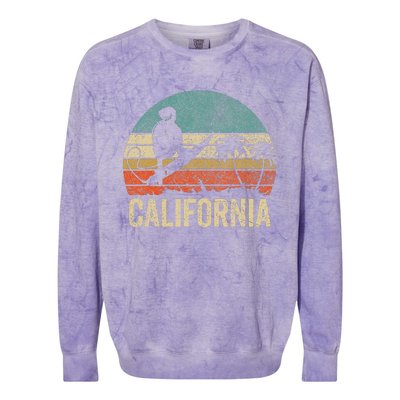 California Surf Ca Retro Women Surfer Sunset Colorblast Crewneck Sweatshirt