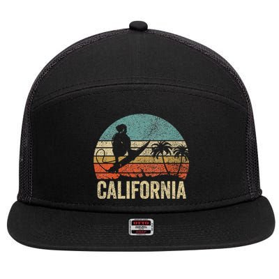 California Surf Ca Retro Women Surfer Sunset 7 Panel Mesh Trucker Snapback Hat