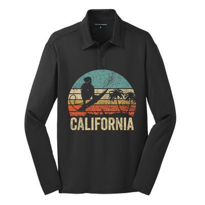 California Surf Ca Retro Women Surfer Sunset Silk Touch Performance Long Sleeve Polo