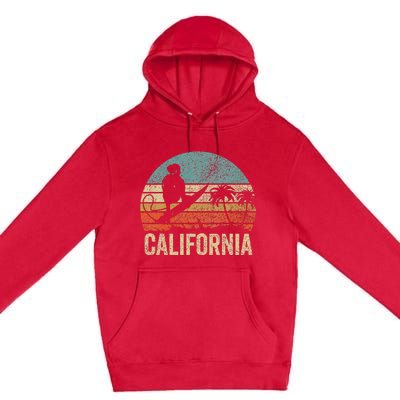 California Surf Ca Retro Women Surfer Sunset Premium Pullover Hoodie