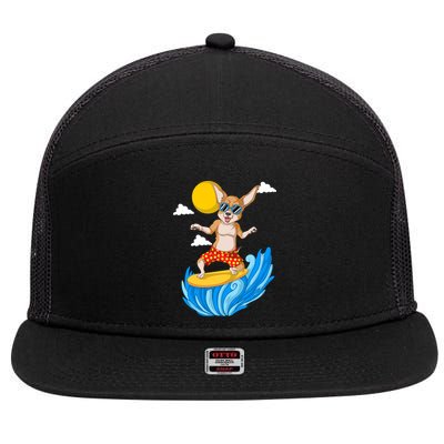 Chihuahua Surfing 7 Panel Mesh Trucker Snapback Hat