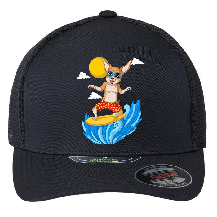 Chihuahua Surfing Flexfit Unipanel Trucker Cap
