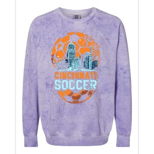 Cincinnati Soccer City Skyline Cool Cincy 513 Colorblast Crewneck Sweatshirt