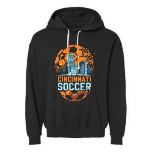 Cincinnati Soccer City Skyline Cool Cincy 513 Garment-Dyed Fleece Hoodie