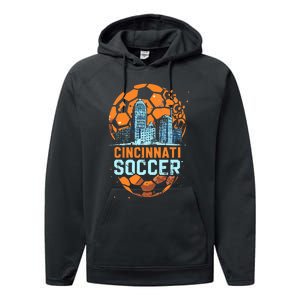 Cincinnati Soccer City Skyline Cool Cincy 513 Performance Fleece Hoodie