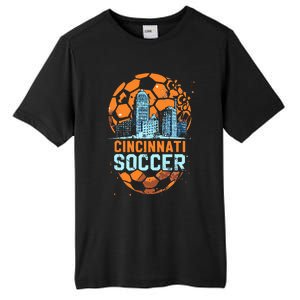 Cincinnati Soccer City Skyline Cool Cincy 513 Tall Fusion ChromaSoft Performance T-Shirt