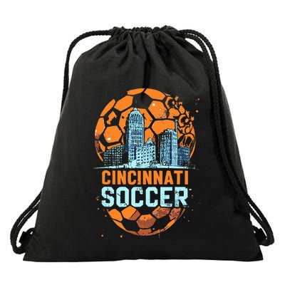 Cincinnati Soccer City Skyline Cool Cincy 513 Drawstring Bag