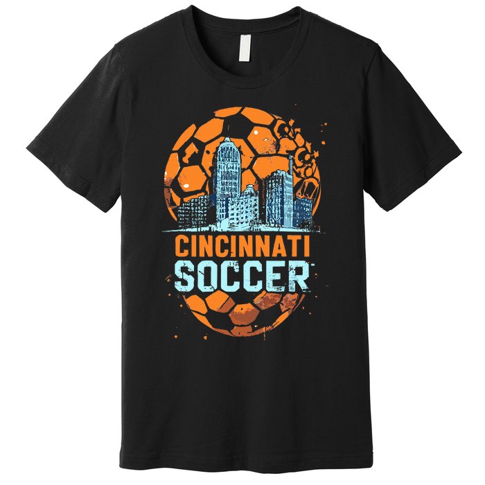 Cincinnati Soccer City Skyline Cool Cincy 513 Premium T-Shirt