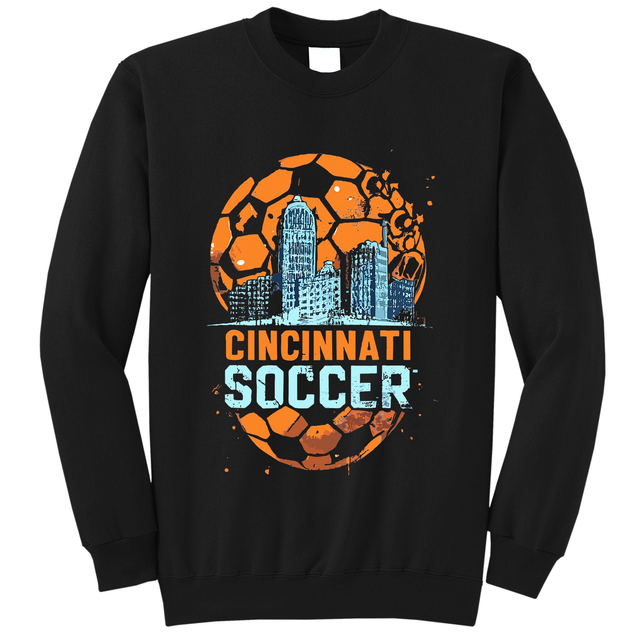 Cincinnati Soccer City Skyline Cool Cincy 513 Tall Sweatshirt