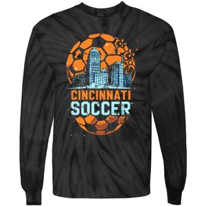 Cincinnati Soccer City Skyline Cool Cincy 513 Tie-Dye Long Sleeve Shirt