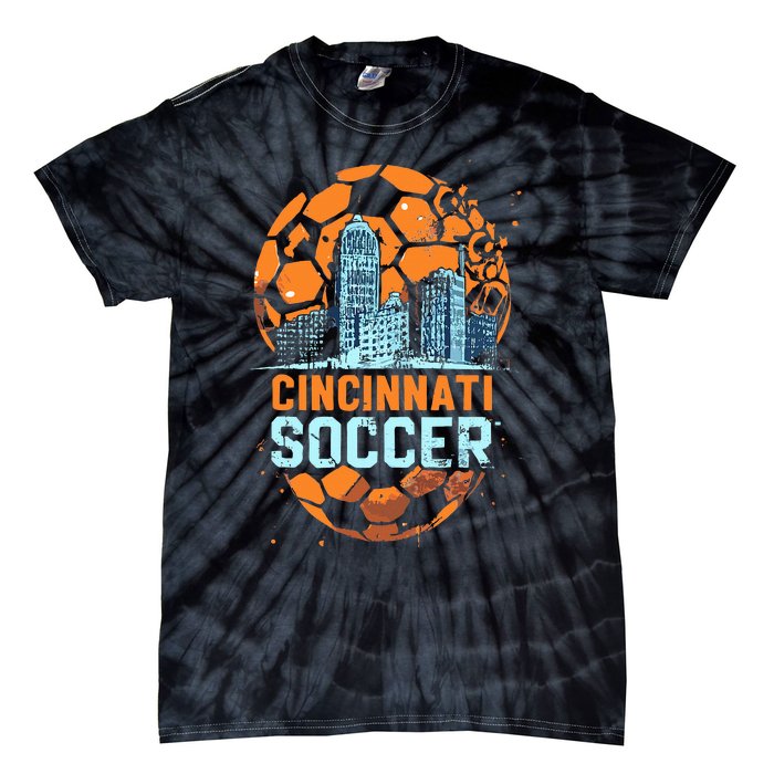 Cincinnati Soccer City Skyline Cool Cincy 513 Tie-Dye T-Shirt